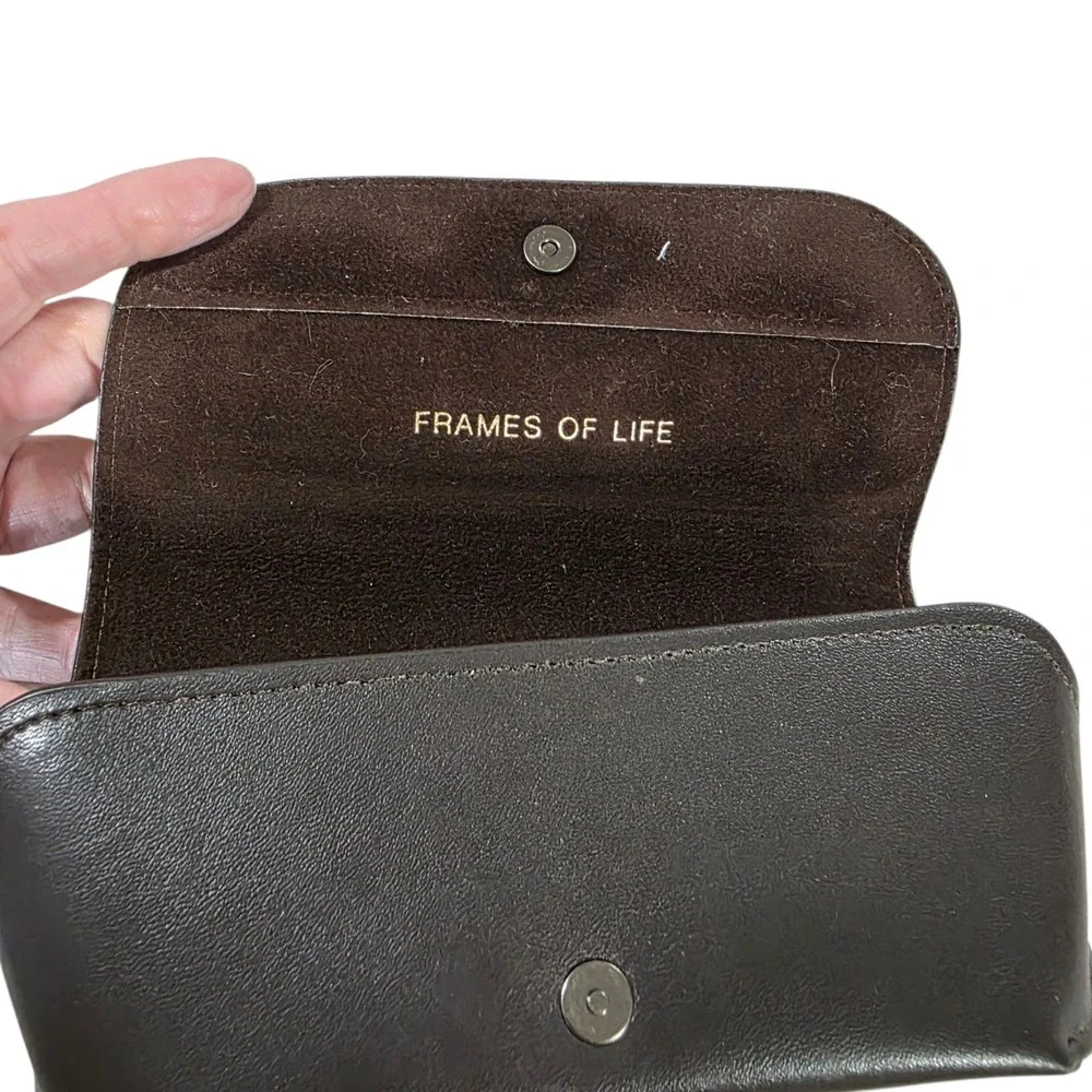 Giorgio Armani Matte Leather Glass Sunglass Case‎ Storage Brown Frame of Life